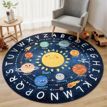 Imagem de Kiginara 4 tapetes redondos azuis do alfabeto