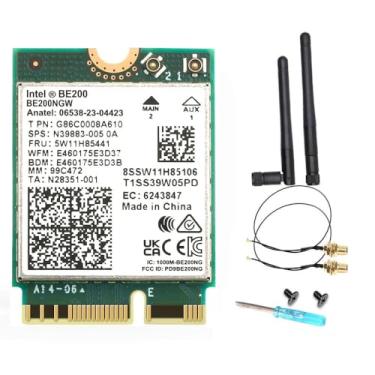 Imagem de Placa de rede WiFi 7 BE200 M.2 Key E, 9,3 Gbps, 2,4G/5G/6GHz, Bluetooth 5.4, compatível com Windows 10/11