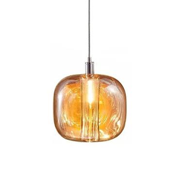 Imagem de Luminária de teto suspensa de 3,9 polegadas para quarto丨Luminárias pendentes de cristal pós-modernas G4 LED丨Luminária suspensa irregular丨Lustre geométrico para ilha de cozinha e escada