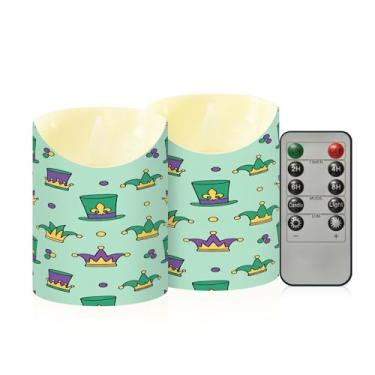 Imagem de Wassud Pacote com 2 coroas de carnaval velas sem chama com controle remoto, velas realistas cintilantes com temporizador, velas decorativas para Natal, casamento, festa, decoração de casa pequena