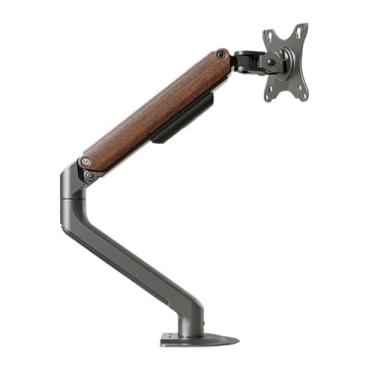 Imagem de KEG801302 Suporte para monitor único de escritório - braço de monitor único de grão de madeira, braço de monitor totalmente ajustável de 43.2-81.3 cm com VESA 75/100 mm, comporta acessórios de mesa de