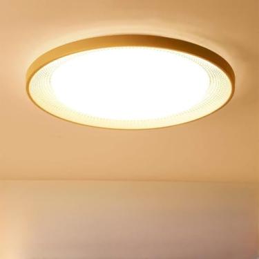 Imagem de Luminária de teto LED redonda, moderna e simples, em acrílico, para sala de estar, sala de jantar, escritório, quarto ou quarto infantil. Possui regulagem contínua de intensidade de luz, na