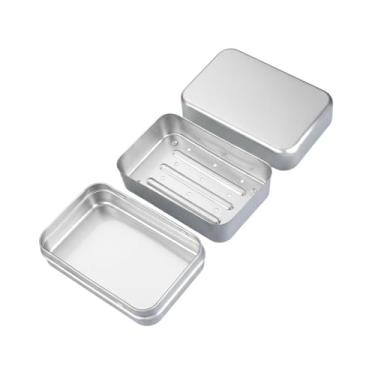 Imagem de MotiveTech Saboneteira de viagem em alumínio com tampa, porta-sabonetes de metal leve, ideal para camping, academia, viagens, casa e banheiro.