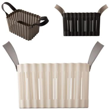 Imagem de Cesto Organizador De Plástico Retangular Vazado Com Alça 19,5x14x11,5c