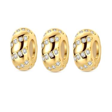 Imagem de QIKAOLA Pingentes com clipe dourado para pulseiras Pandora, espaçadores, berloques, joias, presente para mulheres