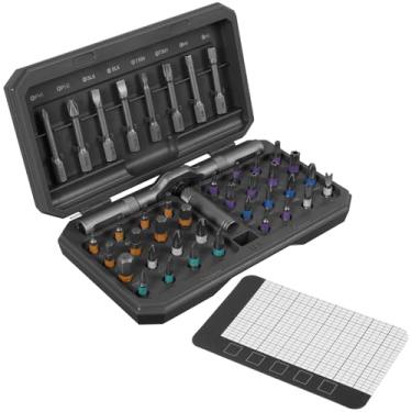 Imagem de MABCIRY Conjunto de chaves de fenda de catraca 42 em 1, conjunto de unidade magnética destacável, kit de ferramentas de reparo compacto portátil, chave de fenda magnética de fácil identificação para