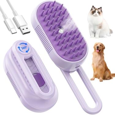 Imagem de Escova a vapor Cat para derramamento, escova a vapor recarregável 4 em 1 para gatos e cães, antiestática, massagem, limpeza, queda e pentear, tudo em um!