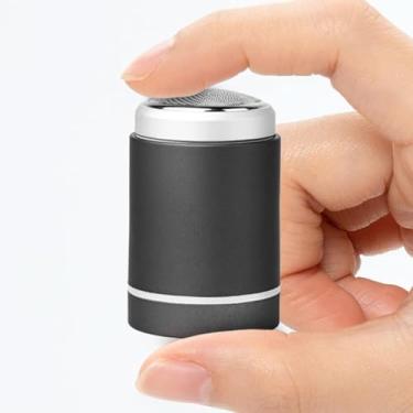 Imagem de Mini barbeadores elétricos para homens, mini barbeador para viagens, mini barbeador elétrico de bolso, aparador elétrico recarregável USB C à prova d'água (cinza)