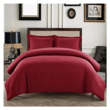 Imagem de Conjunto de cama 2/3 peças King Queen Size colcha de tecido capa de edredom fronhas (Rojo 228 x 228 cm)