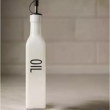 Imagem de Kit Galheteiro 2 Peças de Vidro 290ml com Bico Dosador para Azeite, Óleo e Vinagre | Porta Temperos para Cozinha e Uso Diário | Frascos para Molhos e Preparos (BRANCO OIL)
