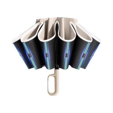 Imagem de Guarda-chuva Automático Unissex 60K, À Prova De Vento, Faixa Refletiva