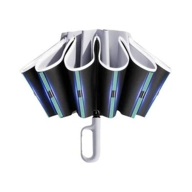 Imagem de Guarda-chuva Automático Unissex 60K, À Prova De Vento, Faixa Refletiva