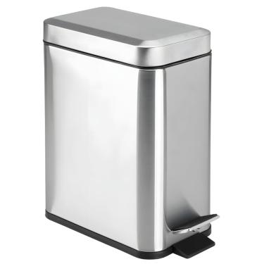 Imagem de Lixeira Aço Inox Lixo Cesta Balde Retangular C/ Pedal 5L  