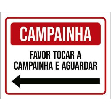 Imagem de Kit 3 Placas Campainha Favor Tocar Aguardar Seta Esquerda
