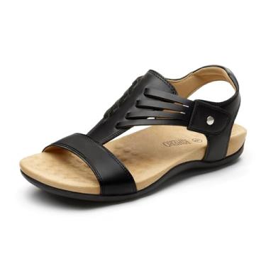 Imagem de Rihero Sandálias ortopédicas femininas ortopédicas com suporte de arco ortopédicas confortáveis e casuais para caminhadas na praia no verão, Preto, 34