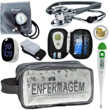 Imagem de Kit Enfermagem Necessaire Com Oxímetro Esteto Aparelho De Pressão - Lo