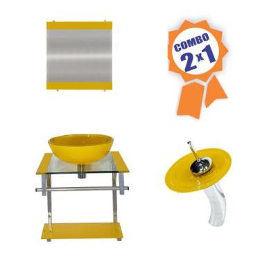 Imagem de Combo 2 em 1 - Gabinete 40cm Croácia + Torneira Ibiza - EKASA, Amarelo