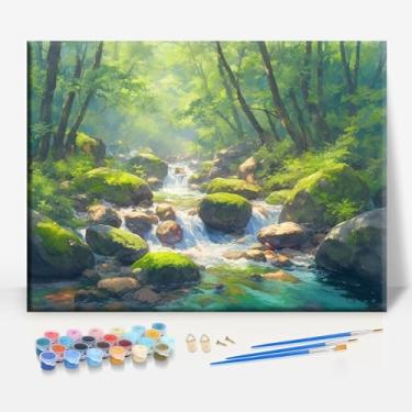 Imagem de HUINORYA Heber Springs Arkansas Tela Emoldurada DIY Kit de Pintura por Números Bar Café Caverna Casa Parede Banheiro Varanda Pátio Decoração Presente, 40,6 x 30,5 cm