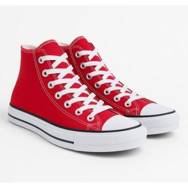 Imagem de Tênis Feminino Botinha Star Cano Alto All Unissex Casual, Vermelho, 38