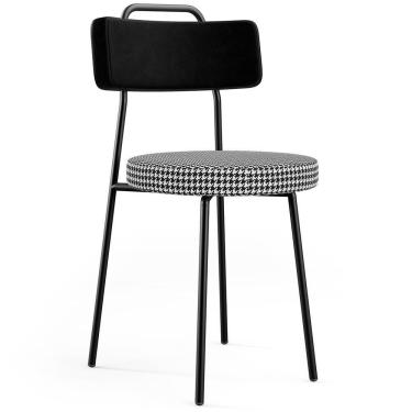 Imagem de Cadeira Para Cozinha Sala De Jantar Barcelona L02 Couríssimo Preto Pied Poule