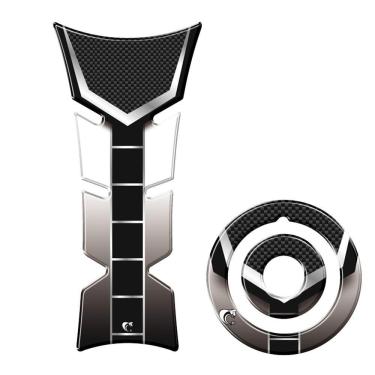 Imagem de Kit Protetor De Tanque E Bocal Moto Yamaha Diapasão Prata Prata