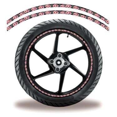 Imagem de Friso De Roda Adesivo Refletivo Flores Rosa Rosa