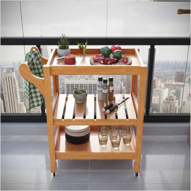Imagem de Carrinho Multiuso Server C Rodízios Madeira Natural