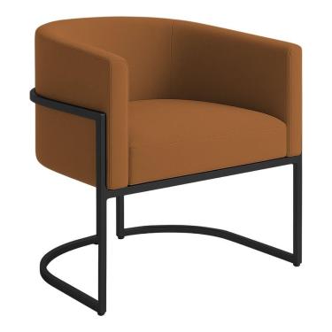 Imagem de Poltrona Decorativa Luana Boucle Com Pés De Ferro Preto 7 Decor Terracota