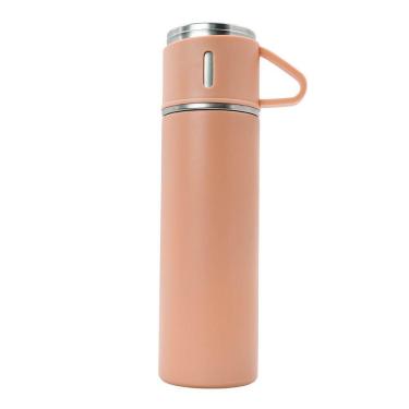 Imagem de Garrafa Termica Parede Dupla 3 Copo Aço Inox Squeeze 500ml Rosa