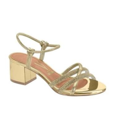 Imagem de Sandália Vizzano Salto Bloco Baixo Tiras Transp Metalizado-Feminino