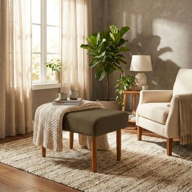 Imagem de Puff Charme Decorativo Assento Extra para Sala Quarto Closet Penteadeira Pés Palito Design Moderno 