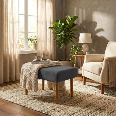 Imagem de Puff Charme Decorativo Assento Extra para Sala Quarto Closet Penteadeira Pés Palito Design Moderno 