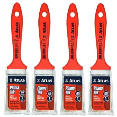 Imagem de Kit 04 Pincel Trincha Média 38Mm Pintura Multiuso Plumatek - Atlas