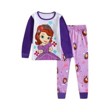 Imagem de Conjunto De Pijamas De Manga Longa Para Meninas Elsa E Anna Da Frozen,