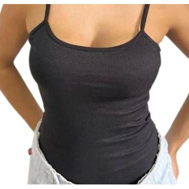 Imagem de Regata de Alcinha Fina Feminina LIsa Básica - AB, Preto, P