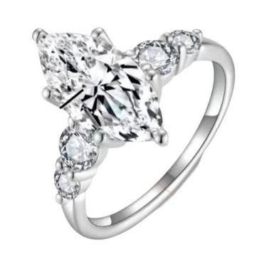 Imagem de Anel De Moissanite De 3 Quilates Em Forma De Olho De Cavalo, Anel Clás