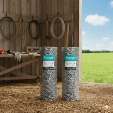 Imagem de Kit 2 Rolos Tela Mangueirão Fio 18 Malha 3 Galvanizada 1,00 x 50 m Ala