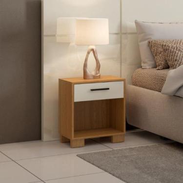 Imagem de Mesa de Cabeceira 1 Gaveta MDF W343 Dalla Costa, Freijo/Off White