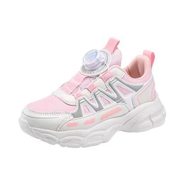 Imagem de Tênis Esportivos Leves De Couro Rosa Para Meninas, Tênis Casuais Para 