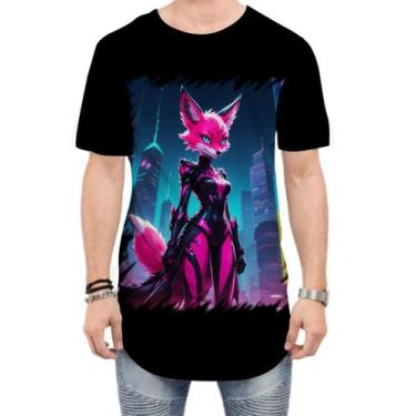 Imagem de Camiseta Longline Raposa Humanóide Vaporwave 12 - Kasubeck Store®, GG