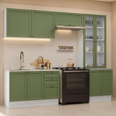 Imagem de Armário de Cozinha Completa 270 cm Branco/Verde Vik Madesa 06, Branco/