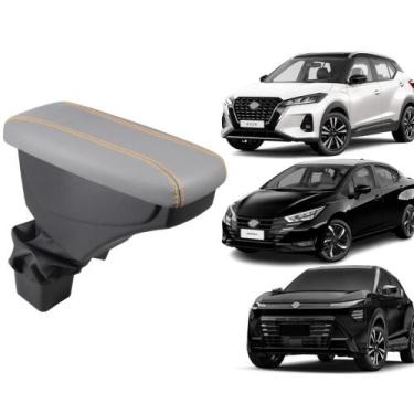 Imagem de Apoio De Braço Nissan Kicks Couro Cinza Costura Laranja - GPI Automoti