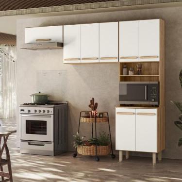 Imagem de Cozinha Compacta Lemon 8 Portas Freijó/Off White Cristal - Nicioli - M