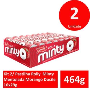 Imagem de Kit 2 Pastilha Rolly Minty Mentolada Morango Docile 12x29g
