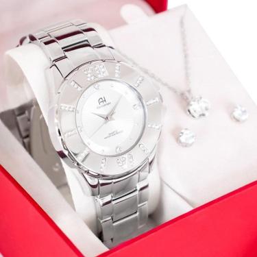 Imagem de Kit Relógio Champion Ana Hickmann Analógico Aço Inox AH28080S-Feminino