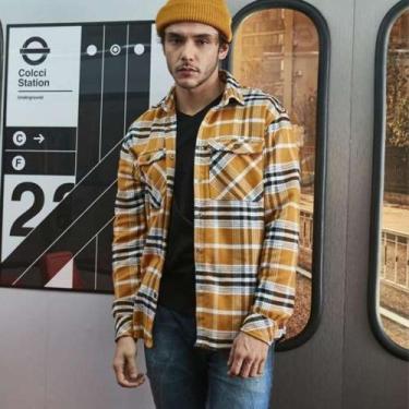 Imagem de Camisa Colcci Masculina Xadrez Lion Masculina, Amarelo, G