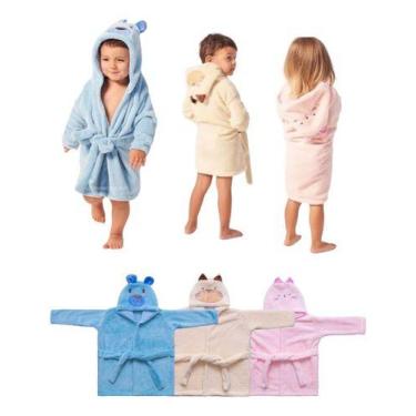 Imagem de Roupão Bebê Infantil Microfibra Capuz Bichinho - 0 A 3 Anos - Baby Joy