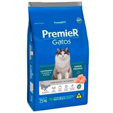 Imagem de Ração Premier Gatos Castrados de 6 meses a 6 anos Sabor Frango 7,5kg