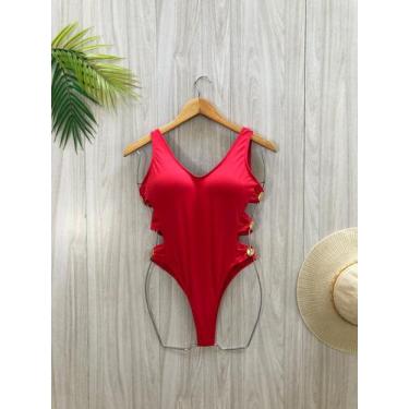 Imagem de Maiô Feminino Liso Poliamida Alta Qualidade - ROSABODY, Vermelho
