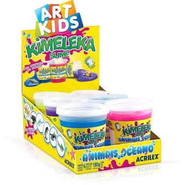Imagem de Slime Kimeleka Animais Oceano 180g Caixa com 06 Unidades Brinquedo Educativo Acrilex